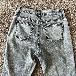 Asvivid casual high waisted flare jeans slit ankle bell bottom